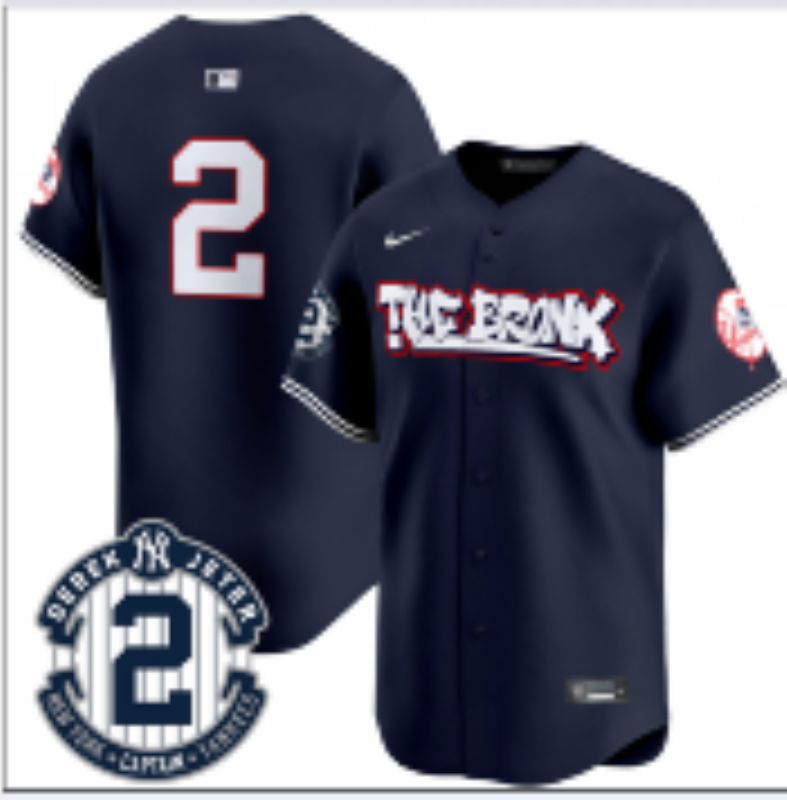 Men 2025 New York Yankees #2 Jeter Blue 4th generations Joint Name Nike MLB Jersey style 01->new york yankees->MLB Jersey